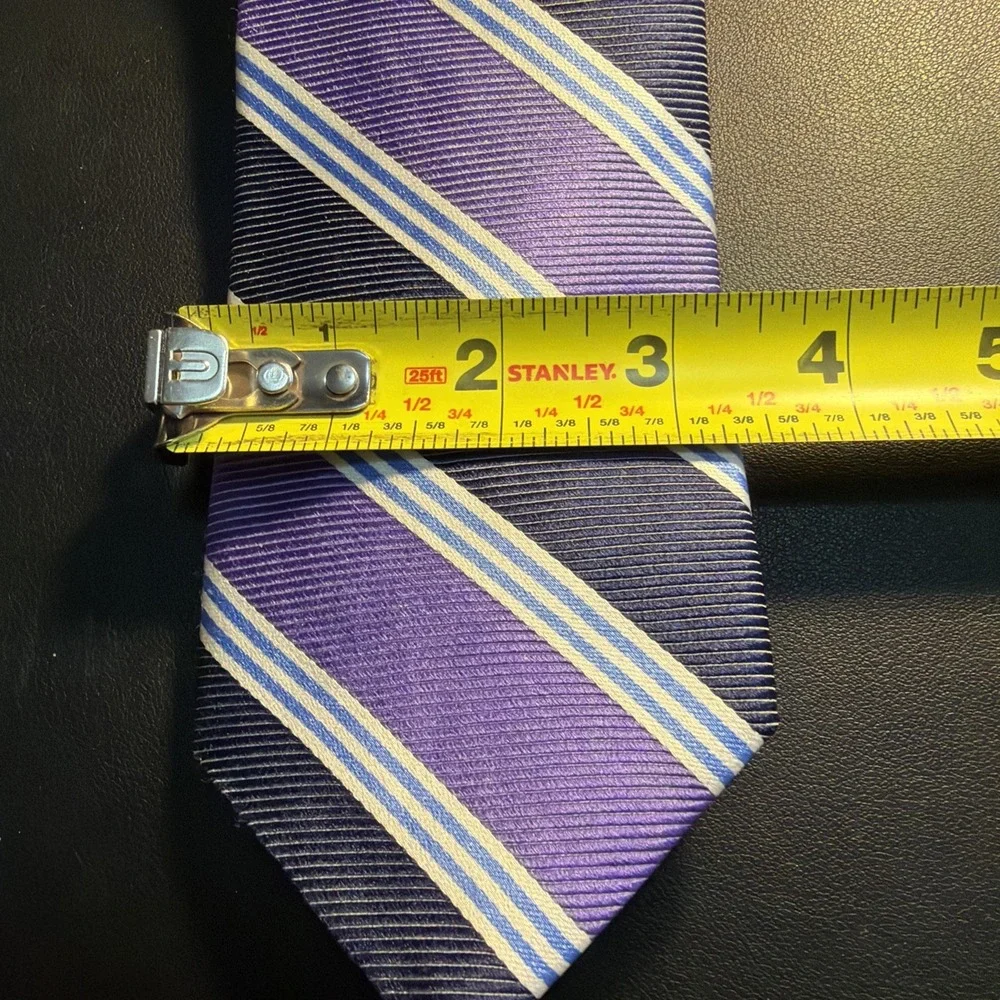 Brooks Brothers Makers And Merchants Purple A D Navy Striped Silk Tie!